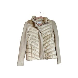 Calvin Klein Champagne Sweater Trim Puffer Coat